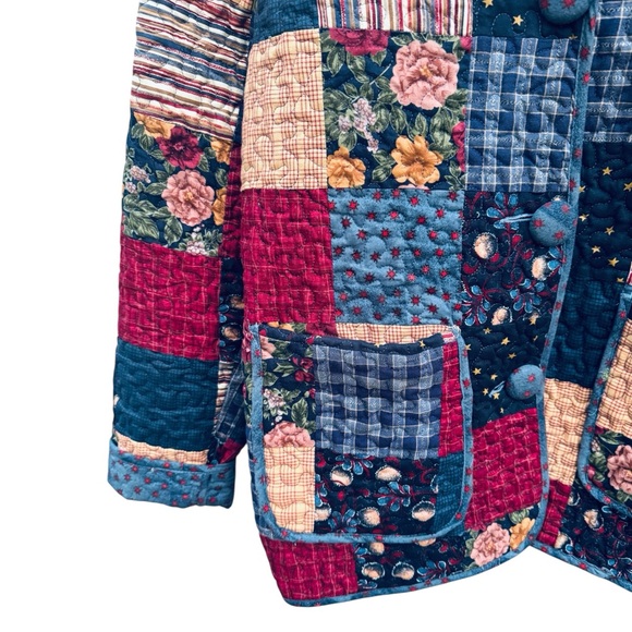 DONNA SHARP Jacket Coat Blazer Quilted Pockets Boho Cottage Core Women’s Medium - Picture 3 of 7